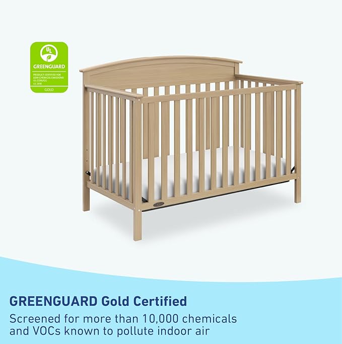 Graco Benton 5-in-1 Convertible Crib (Driftwood) – GREENGUARD Gold Certified, Converts from Baby Crib to Toddler Bed, Daybed and Full-Size Bed, Fits Standard Full-Size Crib Mattress