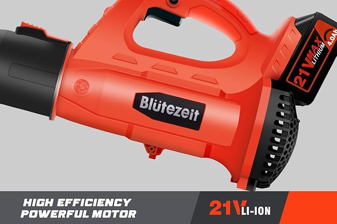 21V Cordless Leaf Blower, 350CFM 150MPH Electric Leaf Blower (4.0Ah Battery & Charger Included), 6 Variable Speeds, Lightweight for Lawn Care, Snow, Yard, Debris and Dust