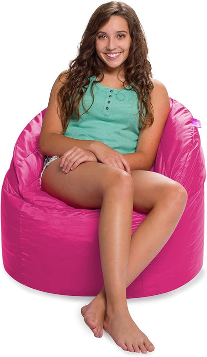 Posh Creations Structured Comfy Seat for Playrooms and Bedrooms, Large Bean Bag Chair, Sonoma Lounger, Pink
