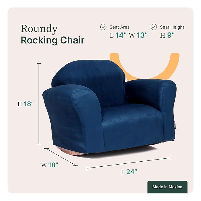 Keet Roundy Rocking Kid's Chair, Navy Microsuede