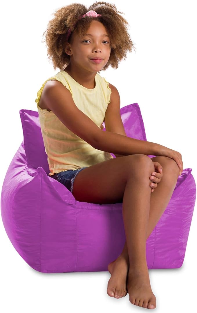 Posh Creations Bean Bag Chair Structured Comfy Seat Use for Gaming, Reading and Watching TV, Newport, Purple