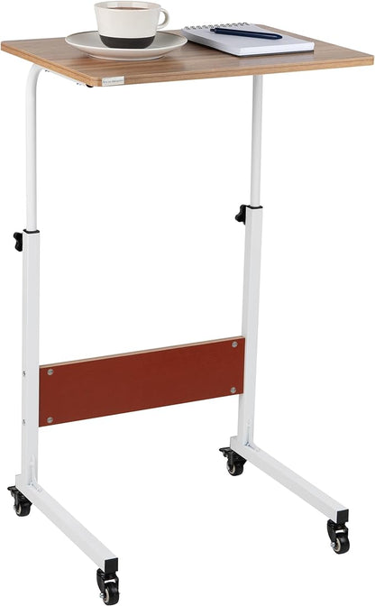 Mind Reader Woodland Collection, Mobile Sit/Stand Laptop Desk Adjustable, Lockable Casters, Portable, 21.75" L x 15.75" W x 33" H, Medium, Brown