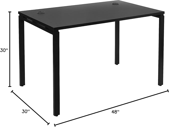 OSP Home Furnishings Prado Home Office Writing Desk, 48 Inches 30 Inches, 48-inches Wide x 30-inches High, Black