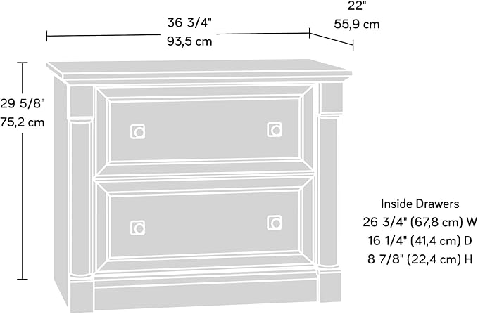 Sauder Palladia Lateral File, L: 36.81" x W: 22.01" x H: 29.61", Glacier Oak
