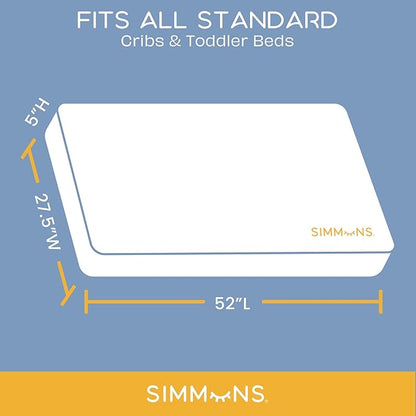 Delta Children Brooks 6-in-1 Convertible Crib, Bianca White + Simmons Kids Quiet Nights Breathable Crib Mattress with Removable/Machine Washable Cover (Bundle)