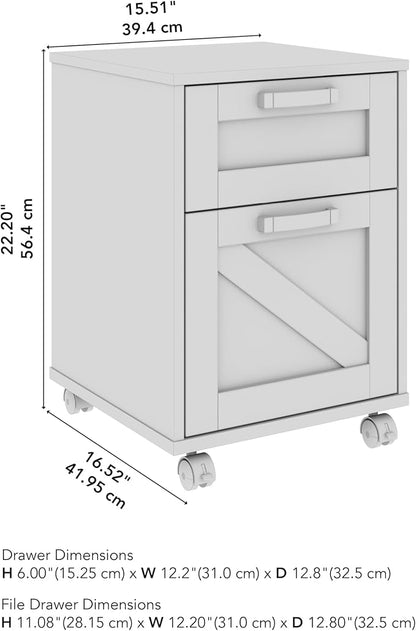 Bush Furniture Knoxville 2 Drawer Mobile File Cabinet, Rolling Document Storage for Home Office, Restored Gray