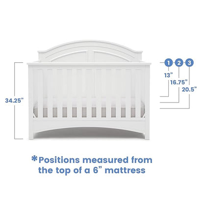 Delta Children Perry 6-in-1 Convertible Crib - Greenguard Gold Certified, Bianca White + Simmons Kids Radiant Sky Dual Sided Baby Crib Mattress and Toddler Mattress (Bundle)