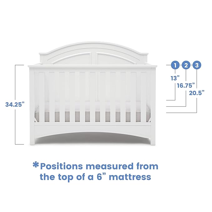 Delta Children Haven 6 Drawer Dresser, White + Perry 6-in-1 Convertible Crib - Greenguard Gold Certified, White (Bundle)