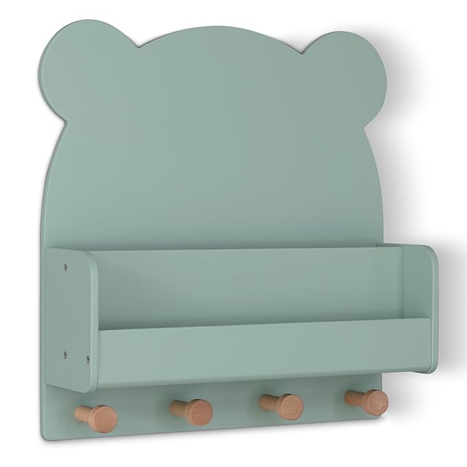Delta Children babyGap Oxford 6-in-1 Convertible Crib + Brannan Bear Bookcase with Bins + Brannan Bear Wall Shelf with 4 Hooks, Navy/Natural (Bundle)