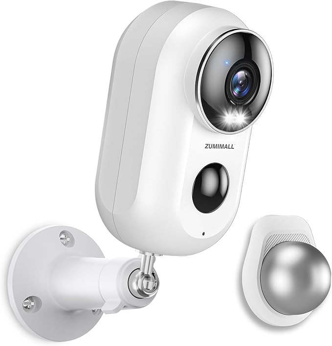 ZUMIMALL Security Cameras Wireless Outdoor with Magnetic Mount, 2K Outdoor Camera Wireless Battery Powered, 2.4G WiFi Cameras for Home Security Indoor,3MP Color Night Vision/Siren/PIR/AI/Cloud/Alexa