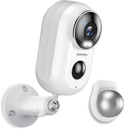 ZUMIMALL Security Cameras Wireless Outdoor with Magnetic Mount, 2K Outdoor Camera Wireless Battery Powered, 2.4G WiFi Cameras for Home Security Indoor,3MP Color Night Vision/Siren/PIR/AI/Cloud/Alexa