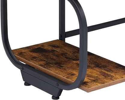 Anivia Writing Computer Home Office Desk with 2 Storage Shelves on Left or Right Side, Industrial Simple Style Wood Table Metal PC Laptop Notebook, 47", Rustic Brown + Black Frame