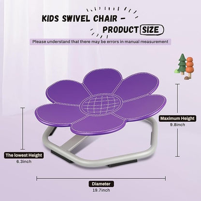Kids Swivel Chair, Seat and Spinning Chair, Body Coordination Training Chair, Purple Petal Non Slip Sensory Toys 360° Spinning Chair for Autistic Kids Aged 3+, Improving Toddler's Physical Fitness