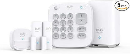 eufy Security 5-Piece Home Alarm Kit, Home Security System, Keypad, Motion Sensor, 2 Entry Sensors, Home Alarm System, Control from The App, Links with eufyCam, Optional 24/7 Protection