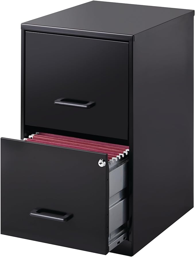 Lorell 14341 18 Deep 2-Drawer File Cabinet, Black