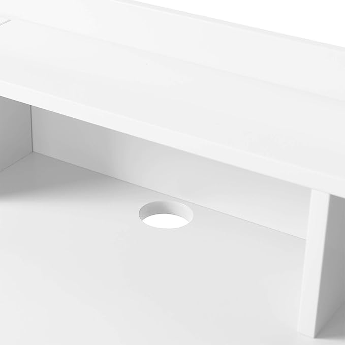Teamson Home Creativo Writing Study Computer Desk with Solid Wood Legs, Storage Drawers and Open Shelves Hutch for Home Office Living Room Reading Bedroom, 37 inch Height, White
