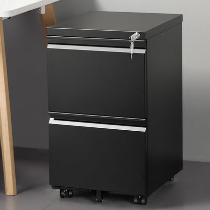 2-Drawer Mobile File Cabinets Rolling Metal Filing Cabinet for Legal & Letter File Anti-tilt Design with Lock Under Desk Office Drawers Fully Assembled Except Casters Black