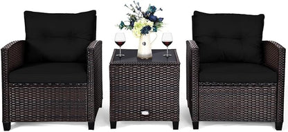 3 PCS Patio Furniture Set, OneSize, Black