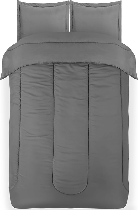 Utopia Bedding All Season Grey Comforter Set with 2 Pillow Cases, 3 Piece Soft Brushed Microfiber Kids Bedding Set for Boys/Girls, Machine Washable (Twin)