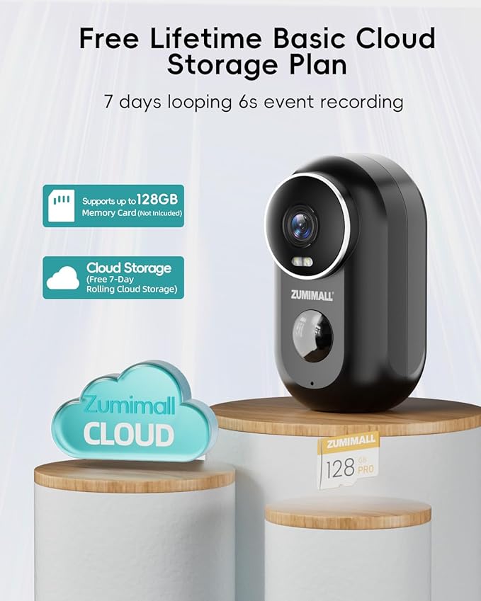 ZUMIMALL Solar Security Cameras Wireless Outdoor, 2Packs, Solar Camera Outdoor Wireless, 2.4G WiFi Battery Camera, 3MP Color Night Vision, Magnetic Mount, Siren,PIR/AI Analyse, IP66, Cloud, Alexa
