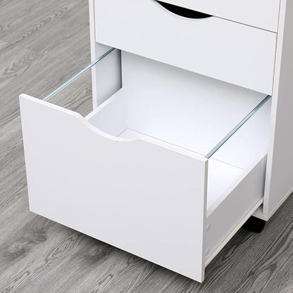 3 Drawers Storage Cabinet, Wooden Mobile Filing Cabinet for Mini Printer Stand, with Lockable Casters, for Home Office (3-Drawers, White)
