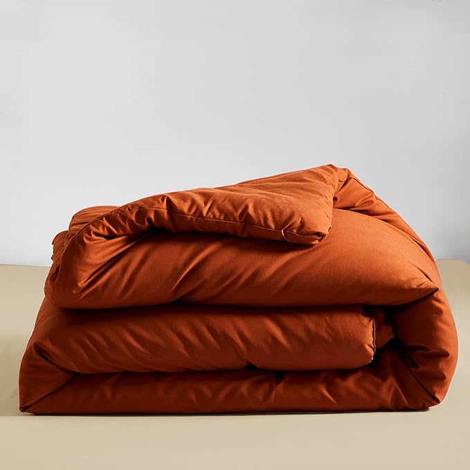 Rust Comforter Sets Burnt Orange Bedding Set King Reddish Caramel Color Terracotta Bed Set 3 Pieces Women Lightweight Solid Burnt Orange Color Blanket Rust Quilts Set Breathable Bed Comforter