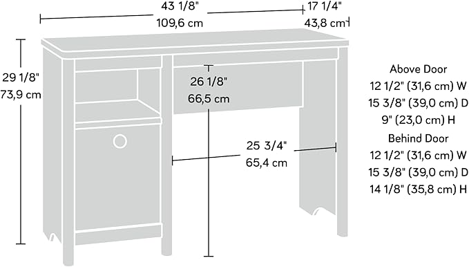 Sauder Dover Edge Home Office Desk, L: 43.15" x W: 17.24" x H: 29.09", Glacier Oak