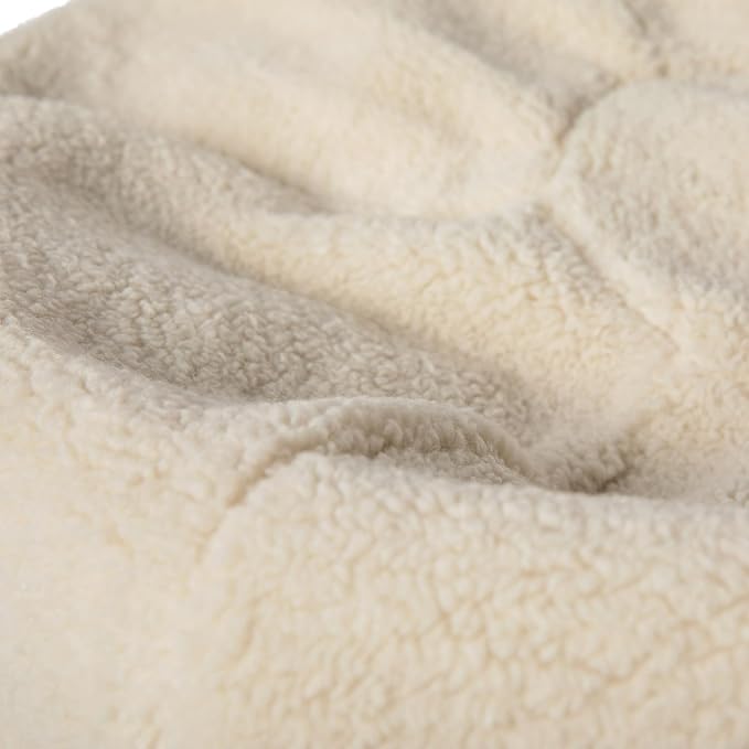 Flash Furniture Dillon Sherpa Bean Bag Chair, Classic Refillable Bean Bag Chair for Kids and Teens, Small, Natural