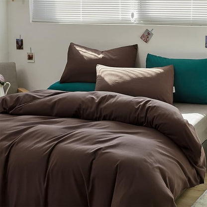 Brown Comforter Set Queen Coffee Color Bedding Set 3 Pieces Solid Chestnut Brown Color All Season Blanket Set Women Coffee Brown Color Lightweight Comforter Set Queen Breathable Bed Comforter