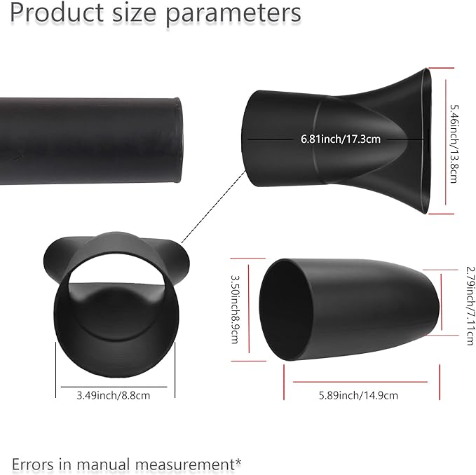 Leaf Blower Flat Nozzle and Flare Nozzle Tip Compatible with Milwaukee Leaf Blower 2724-20 2724-21, touchless Quick Drying, Cleaning and Other uses., Easy to Install and Remove.(Black)