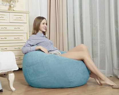 Stuffed Animal Storage Bean Bag Chair Cover (No Filler) for Kids and Adults.Soft Premium Corduroy Stuffable Beanbag for Organizing Children Plush Toys or Memory Foam Large 300L(LightBlue)