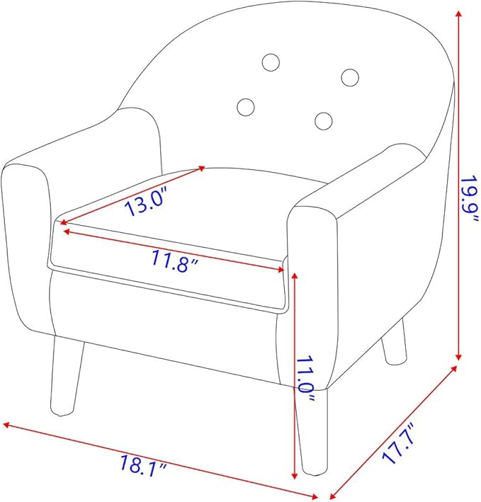Single Linen Fabric Kids Armchair, Toddler Sofa and Couch with Wooden Legs, Children Chair Seat for Children Gift (Gray)