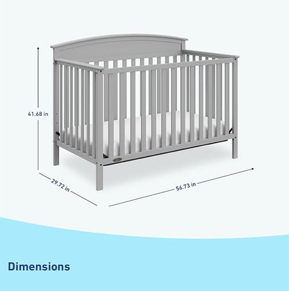Graco Benton 5-in-1 Convertible Crib (Pebble Gray) – GREENGUARD Gold Certified, Converts from Baby Crib to Toddler Bed, Daybed and Full-Size Bed, Fits Standard Full-Size Crib Mattress