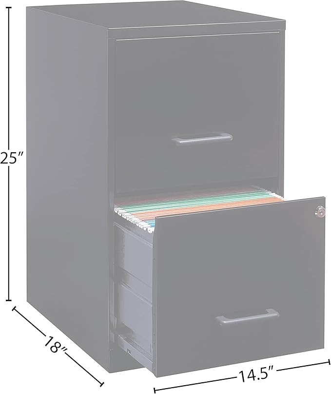Lorell 14341 18 Deep 2-Drawer File Cabinet, Black
