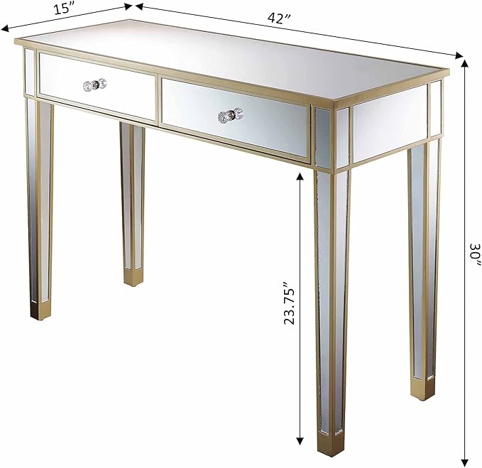 Convenience Concepts Gold Coast Desk, Champagne/Mirror