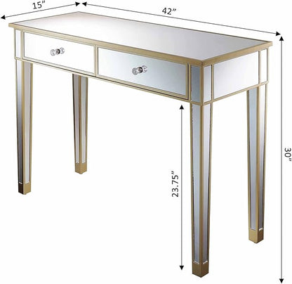Convenience Concepts Gold Coast Desk, Champagne/Mirror