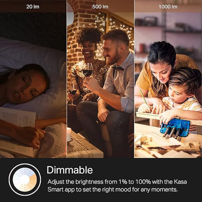 Kasa Smart Bulb, 1000 Lumens Full Color Changing Dimmable Smart WiFi Light Bulb Compatible with Alexa and Google Home, 11W, A19, 2.4Ghz only, No Hub Required (KL135P2), 2-Pack,White