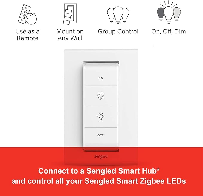 Sengled Color Changing Bulbs That Works with Alexa, Google Home, 3 Pack Starter Kit with Smart Switch, RGB Light A19 E26 Dimmable LED 60W Equivalent, 800LM, 5 Piece Set, White, 3 Count