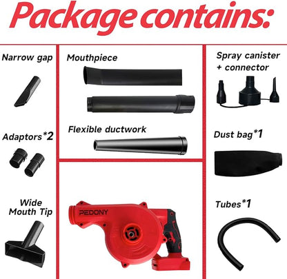 PEDONYMini Cordless Leaf Blower for Milwaukee 18V Battery, Vacuum150CFM Up to 120MPH, 2-in-1 Handle Electric Blower(Battery Not Included)