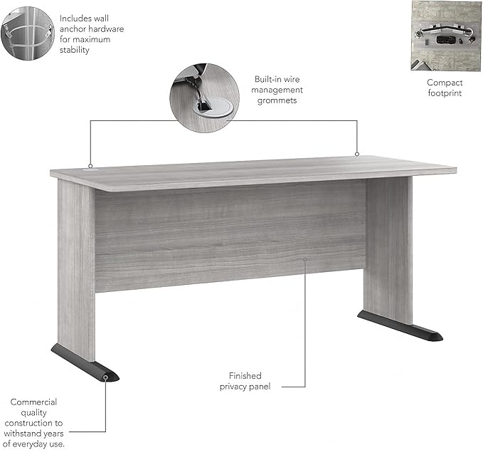 Bush Business Furniture Studio A 60-inch W Computer Desk, Platinum Gray (SDD160PG)