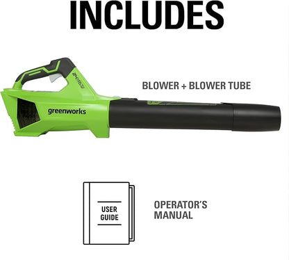 Greenworks 24V (110 MPH / 450 CFM / 125+ Compatible Tools) Cordless Brushless Axial Leaf Blower, Tool Only