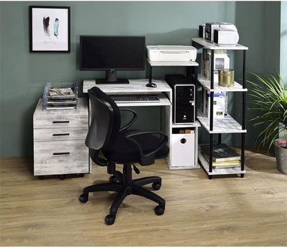 Acme Lyphre Wooden Top Computer Desk in Antique White and Black