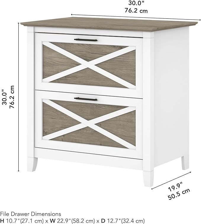 Bush Furniture Key West Lateral File Cabinet, Modern Farmhouse 2 Drawer File Cabinet for Home Office
