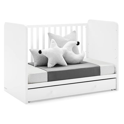 Delta Children babyGap Graham 4-in-1 Convertible Crib with Storage Drawer + Brannan Bear Bookcase with Bins + Brannan Bear Wall Shelf with 4 Hooks, Bianca White (Bundle)