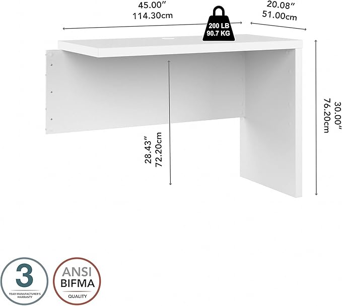 Bush Business Furniture Echo Desk Return/Bridge, Pure White