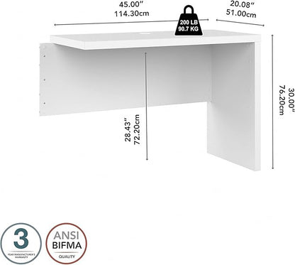 Bush Business Furniture Echo Desk Return/Bridge, Pure White