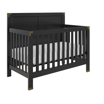 Baby Relax Miles 5-in-1 Convertible Crib, Solid Pine Wood, Black