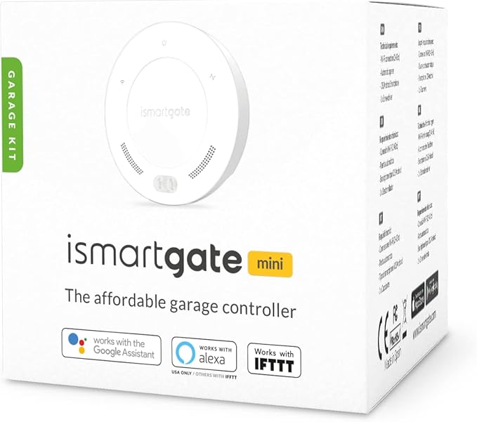 ismartgate Mini Smart Garage Opener - Universal WiFi Remote Controller Compatible with Alexa, Google Home, IFTTT, iPhone, Android,Door Left Open Alert, Door Security Systems. No Hub Needed.