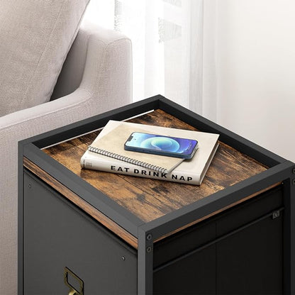 File Cabinet with 2 Drawers, Mobile Filing Cabinet Fits Letter Size or A4, Fabric Vertical File Cabinet on Wheels, File Cabinet for Home Office, Small Under Desk Storage Cabinet, Black