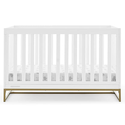 Delta Children Jade 4-in-1 Convertible Crib - Greenguard Gold Certified, Bianca White/Bronze
